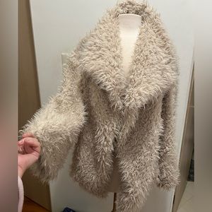 Free people beige/cream faux fur reversible coat